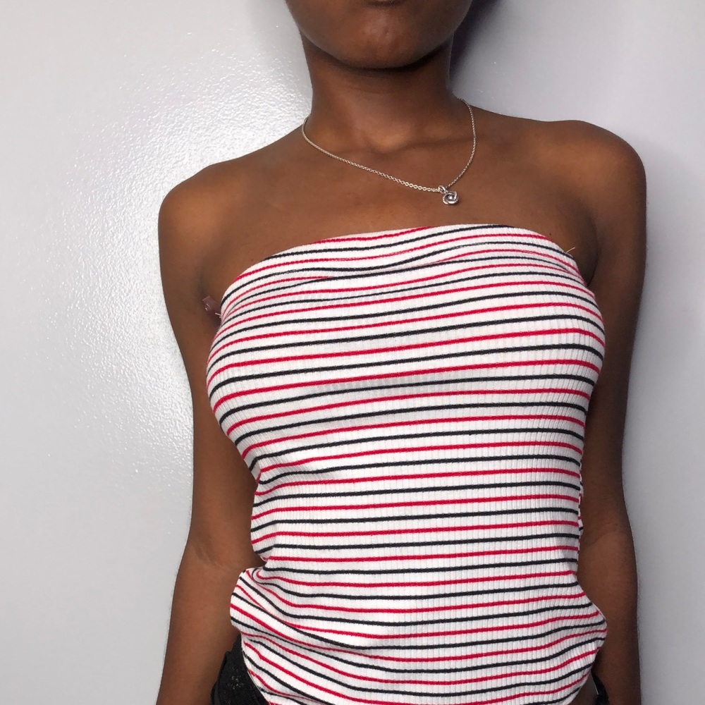 White Red Black Tube Bodysuit